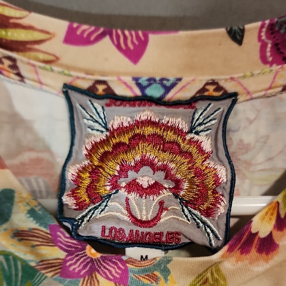 Johnny Was Multicolor Floral Short Sleeve Top - Picture 3 of 9